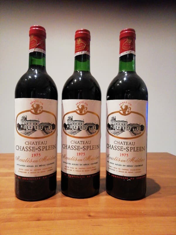 3 x Château CHASSE-SPLEEN, Moulis ou Moulis-en-Médoc, 1975