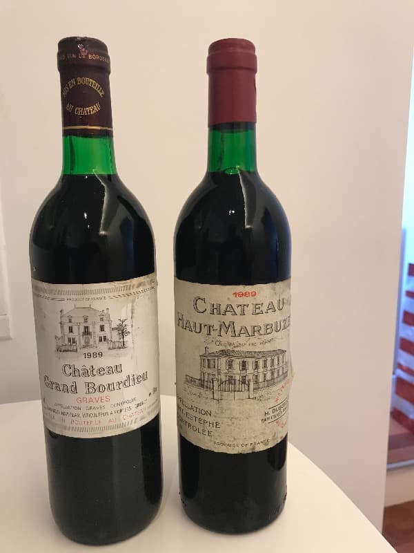 Lot 2 btles château Haut- Marbuzet, Saint-Estèphe, 1989 - Château Grand Bourdieu, Graves, 1989