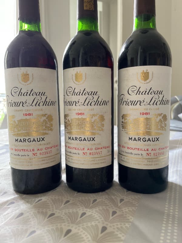 3 x Château Prieuré-Lichine, Margaux, 1981