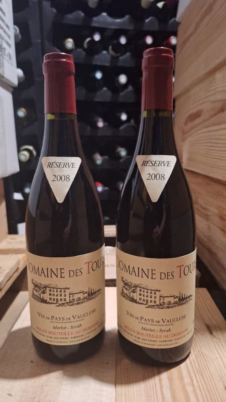2 x Vin de Pays du Vaucluse, Merlot - Syrah, Domaine des Tours, 2008