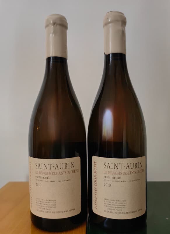 2 x Saint-Aubin, 1er Cru Les Meurgers des Dents de Chiens, Pierre Yves Colin Morey, 2010
