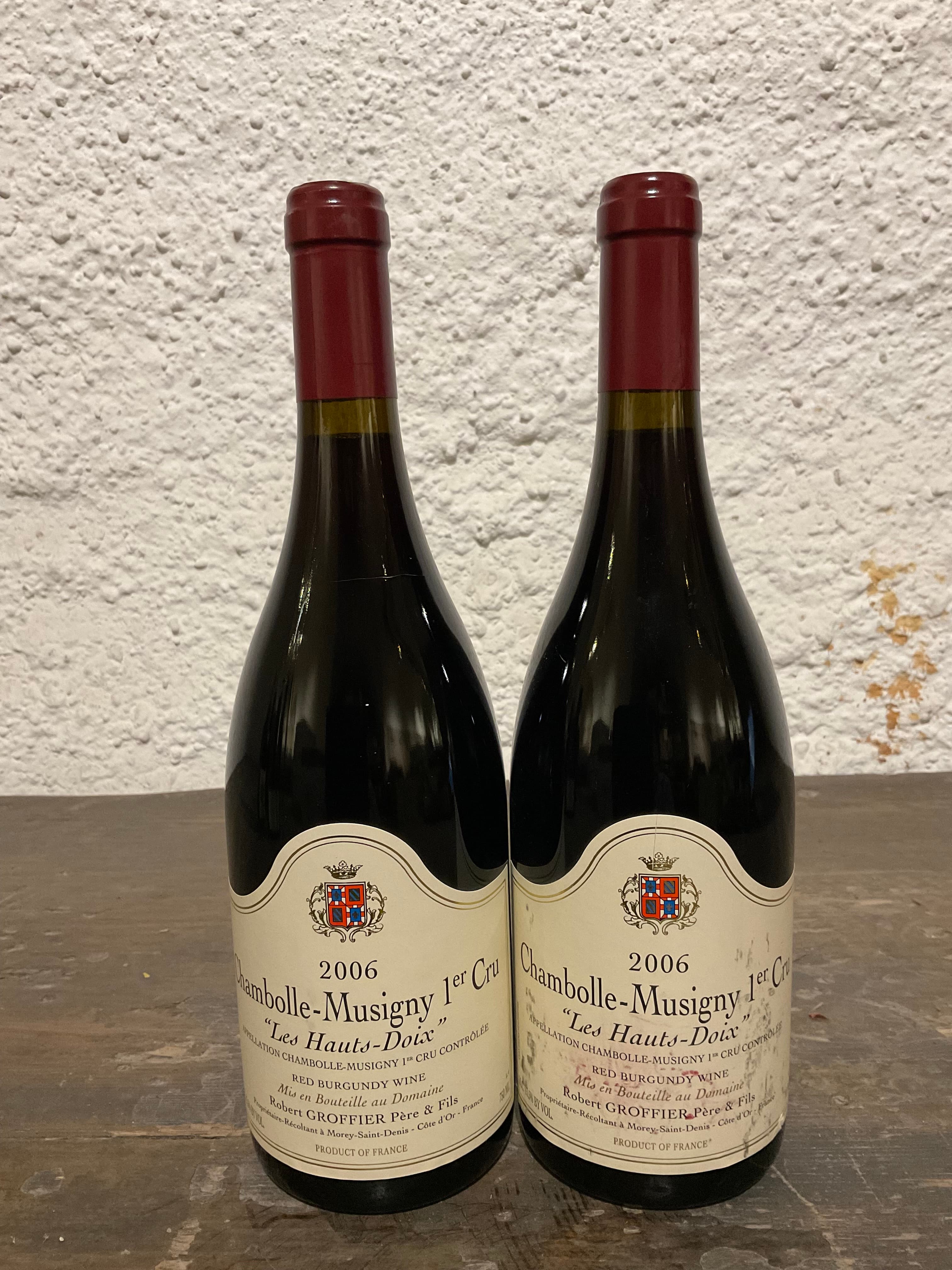 2 x Robert Groffier, Chambolle-Musigny Premier Cru, Les Hauts Doix, 2006