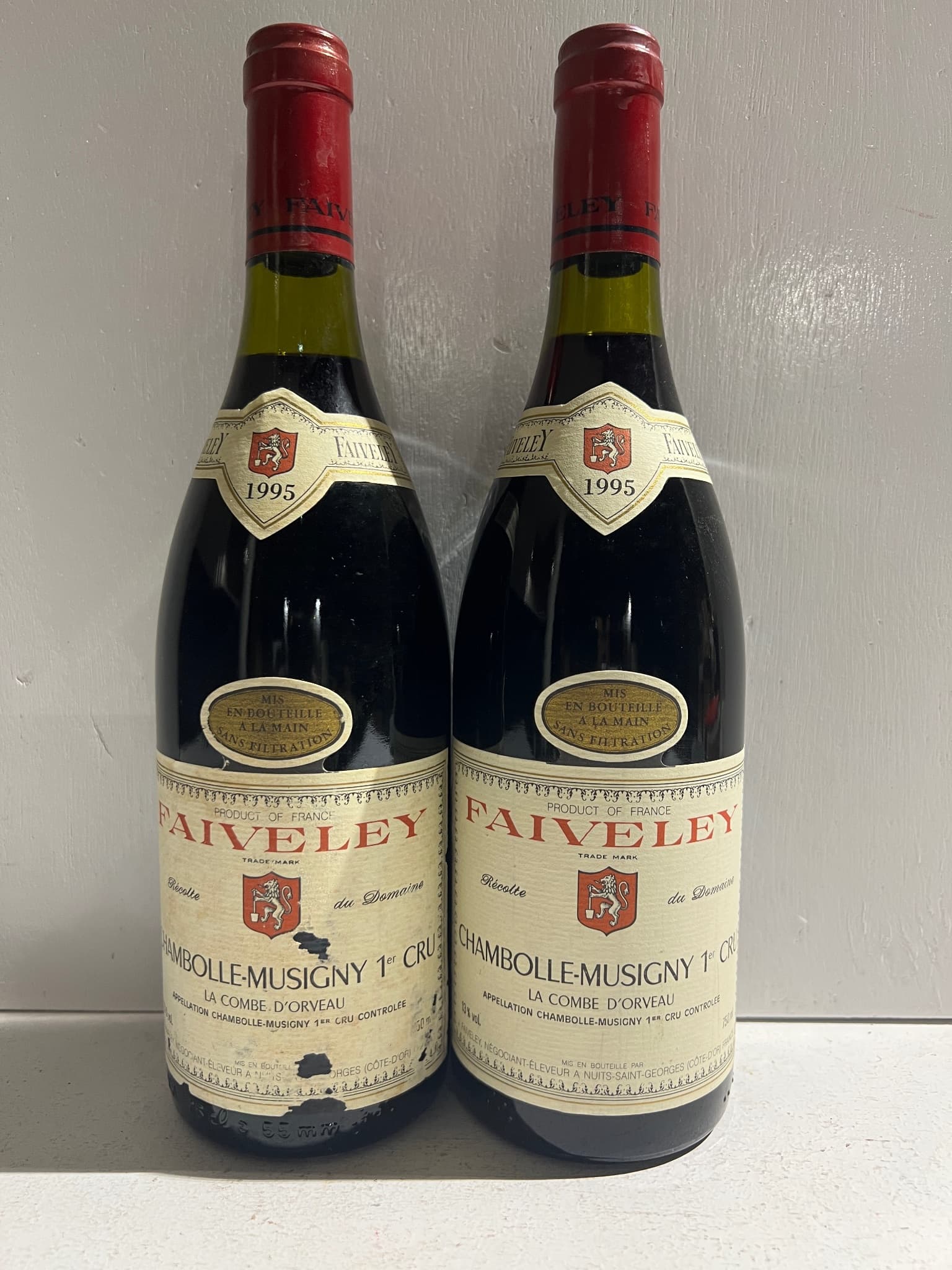 2 x Domaine Faiveley, Chambolle-Musigny Premier Cru, La Combe d'Orveau, 1995
