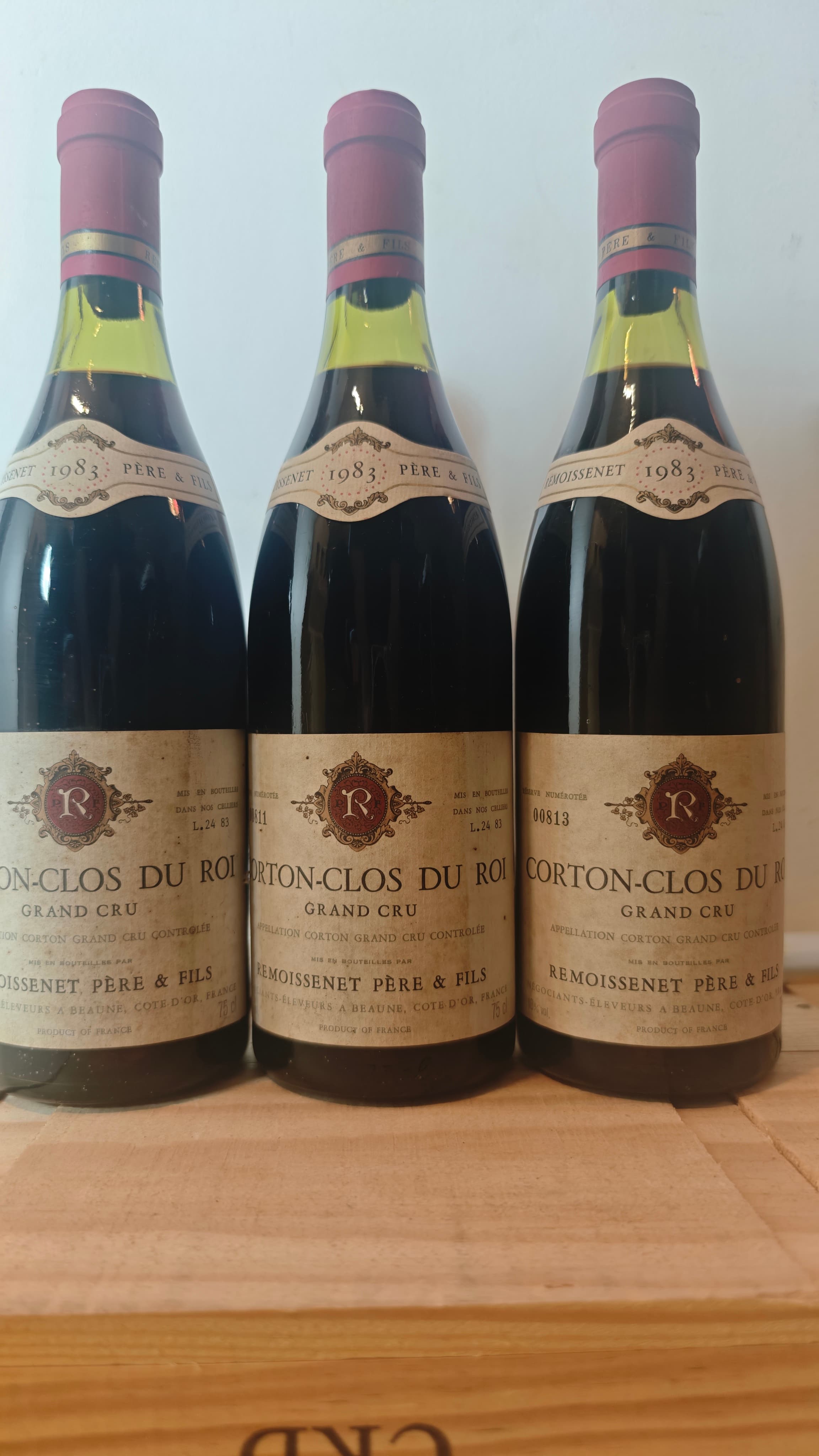3 x Corton Grand Cru, Le Clos du Roi, Remoissenet Père & Fils, 1983